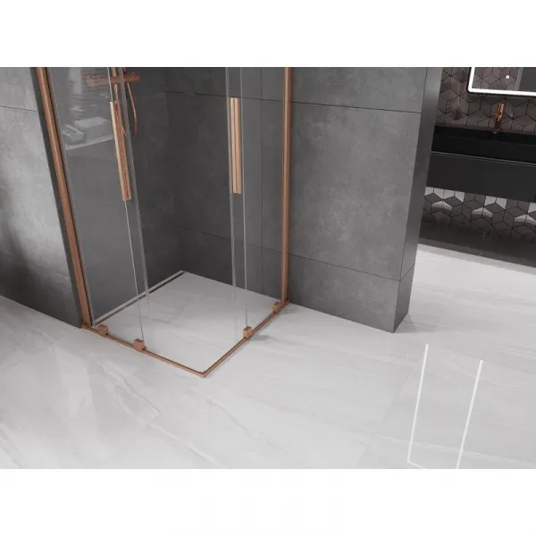 MEXEN/S - Velar Duo štvorcový sprchovací kút 80 x 80, transparent, meď kartáčovaná 871-080-080-02-65