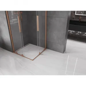 MEXEN/S - Velar Duo štvorcový sprchovací kút 80 x 80, transparent, meď kartáčovaná 871-080-080-02-65
