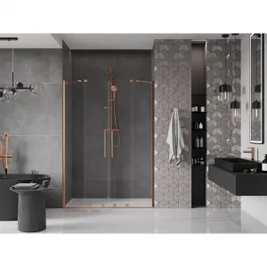 MEXEN/S - Velar Duo posuvné sprchové dvere 150, transparent, meď kartáčovaná 871-150-000-02-65