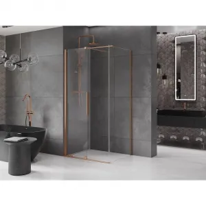 MEXEN/S - Velár sprchovací kút 110 x 80, transparent, kartáčovaná meď 871-110-080-01-65