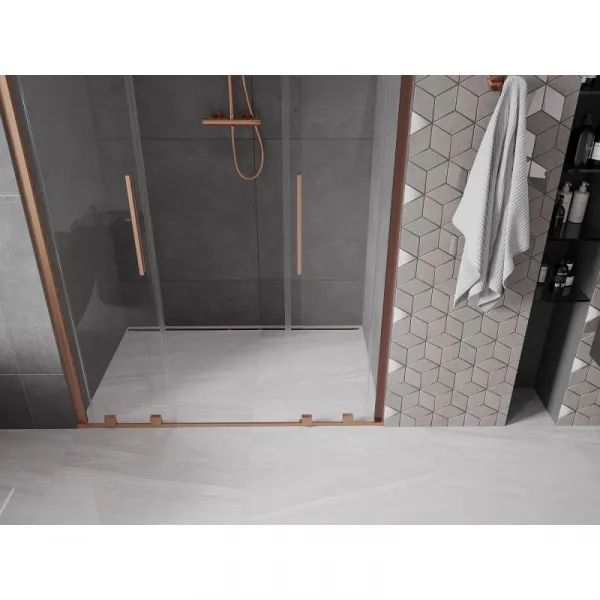 MEXEN/S - Velar Duo posuvné sprchové dvere 150, transparent, meď kartáčovaná 871-150-000-02-65