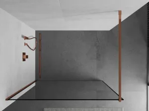 MEXEN/S - KIOTO Sprchová zástena WALK-IN 60x200 cm 8 mm, ružové zlato, čierny profil 800-060-101-60-70