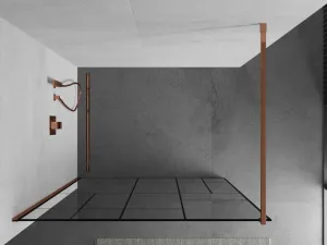 MEXEN/S - KIOTO Sprchová zástena WALK-IN 80x200 cm 8 mm, ružové zlato, čierny vzor 2 800-080-101-60-78