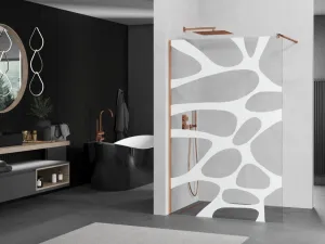 MEXEN/S - KIOTO Sprchová zástena WALK-IN 70x200 cm 8 mm, růžové zlato, biała vzór 800-070-101-60-97