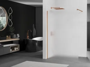 MEXEN/S - KIOTO Sprchová zástena WALK-IN 100x200 cm 8 mm, růžové zlato, matné sklo 800-100-101-60-30