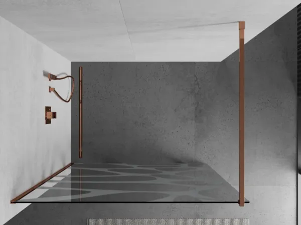 MEXEN/S - KIOTO Sprchová zástena WALK-IN 70x200 cm 8 mm, růžové zlato, biała vzór 800-070-101-60-97