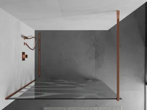 MEXEN/S - KIOTO Sprchová zástena WALK-IN 70x200 cm 8 mm, růžové zlato, biała vzór 800-070-101-60-97