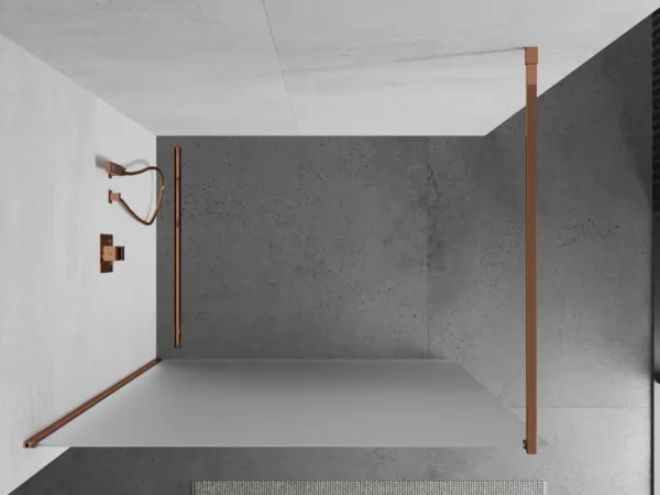 MEXEN/S - KIOTO Sprchová zástena WALK-IN 100x200 cm 8 mm, růžové zlato, matné sklo 800-100-101-60-30