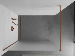 MEXEN/S - KIOTO Sprchová zástena WALK-IN 100x200 cm 8 mm, růžové zlato, matné sklo 800-100-101-60-30