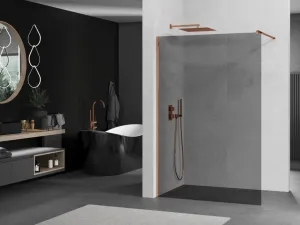 MEXEN/S - KIOTO Sprchová zástena WALK-IN 80x200 cm 8 mm, ružové zlato, dymové sklo 800-080-101-60-40