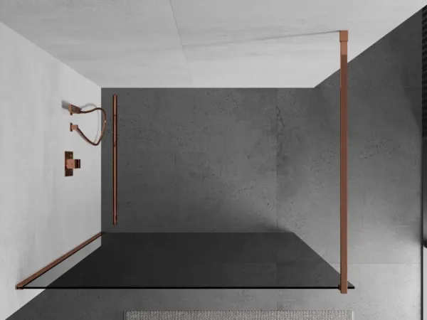 MEXEN/S - KIOTO Sprchová zástena WALK-IN 80x200 cm 8 mm, ružové zlato, dymové sklo 800-080-101-60-40