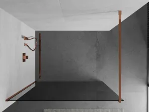 MEXEN/S - KIOTO Sprchová zástena WALK-IN 80x200 cm 8 mm, ružové zlato, dymové sklo 800-080-101-60-40