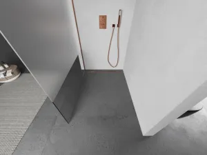 MEXEN/S - KIOTO Sprchová zástena WALK-IN 070x200 cm 8 mm, růžové zlato, Transparent / matné sklo 800-070-101-60-35
