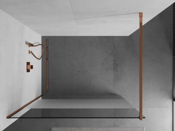 MEXEN/S - KIOTO Sprchová zástena WALK-IN 070x200 cm 8 mm, růžové zlato, Transparent / matné sklo 800-070-101-60-35