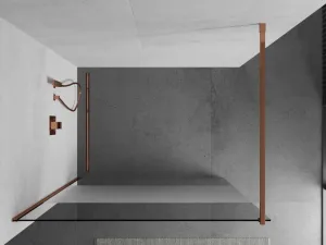 MEXEN/S - KIOTO Sprchová zástena WALK-IN 070x200 cm 8 mm, růžové zlato, Transparent / matné sklo 800-070-101-60-35