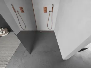 MEXEN/S - KIOTO Sprchová zástena WALK-IN 80x200 cm 8 mm, růžové zlato, zrkadlové sklo 800-080-101-60-50