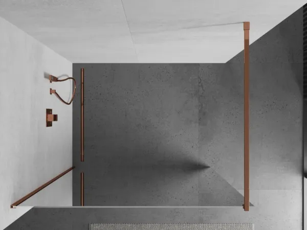 MEXEN/S - KIOTO Sprchová zástena WALK-IN 80x200 cm 8 mm, růžové zlato, zrkadlové sklo 800-080-101-60-50