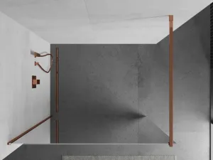 MEXEN/S - KIOTO Sprchová zástena WALK-IN 80x200 cm 8 mm, růžové zlato, zrkadlové sklo 800-080-101-60-50