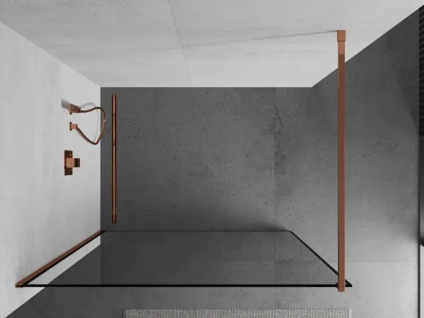 MEXEN/S - KIOTO Sprchová zástena WALK-IN 90x200 cm 8 mm, ružové zlato, čierny profil 800-090-101-60-70