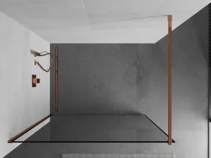 MEXEN/S - KIOTO Sprchová zástena WALK-IN 90x200 cm 8 mm, ružové zlato, čierny profil 800-090-101-60-70