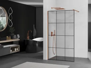 MEXEN/S - KIOTO Sprchová zástena WALK-IN 120x200 cm 8 mm, ružové zlato, čierny vzor 1 800-120-101-60-77