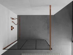 MEXEN/S - KIOTO Sprchová zástena WALK-IN 120x200 cm 8 mm, ružové zlato, čierny vzor 1 800-120-101-60-77