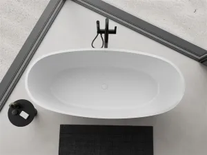 MEXEN - Torino voľne stojaca vaňa liaty mramor 155 x 78, biela lesk 57271557810