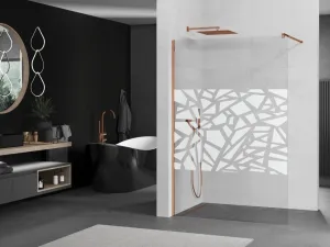 MEXEN/S - KIOTO Sprchová zástena WALK-IN 100x200 cm 8 mm, ružové zlato, biely vzor 800-100-101-60-85