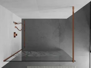 MEXEN/S - KIOTO Sprchová zástena WALK-IN 100x200 cm 8 mm, ružové zlato, biely vzor 800-100-101-60-85