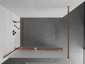 MEXEN/S - KIOTO Sprchová zástena WALK-IN s poličkou a držiakom uterákov 100 x 200, matné sklo 8 mm, růžové zlato 800-100-121-60-30