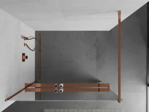 MEXEN/S - KIOTO Sprchová zástena WALK-IN s poličkou a držiakom uterákov 90 x 200, zrkadlové 8 mm, ružové zlato 800-090-121-60-50