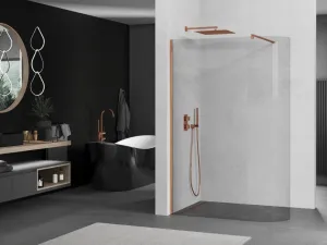 MEXEN/S - Kioto Sprchová zástena WALK-IN zaoblená 120 x 200, transparent 8 mm, růžové zlato 800-120-101-60-06
