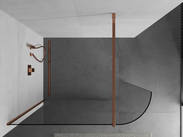 MEXEN/S - Kioto Sprchová zástena WALK-IN zaoblená 120 x 200, transparent 8 mm, růžové zlato 800-120-101-60-06