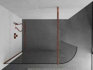 MEXEN/S - Kioto Sprchová zástena WALK-IN zaoblená 120 x 200, transparent 8 mm, růžové zlato 800-120-101-60-06