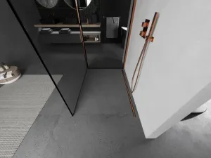 MEXEN/S - Kyoto Sprchová zástena WALK-IN 100 x 100, čierna vzor, ružové zlato 800-100-212-60-70-100