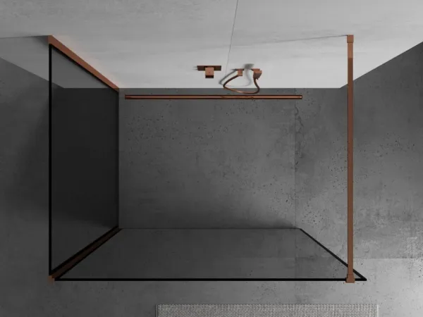 MEXEN/S - Kyoto Sprchová zástena WALK-IN 110 x 90, čierna vzor, ružové zlato 800-110-212-60-70-090