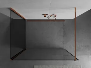 MEXEN/S - Kyoto Sprchová zástena WALK-IN 110 x 90, čierna vzor, ružové zlato 800-110-212-60-70-090