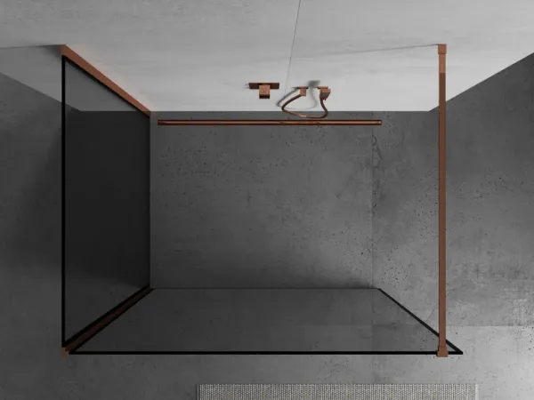MEXEN/S - Kyoto Sprchová zástena WALK-IN 100 x 100, čierna vzor, ružové zlato 800-100-212-60-70-100
