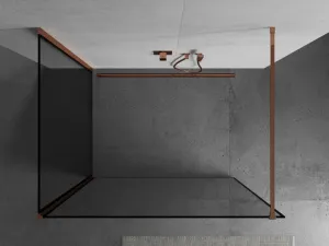 MEXEN/S - Kyoto Sprchová zástena WALK-IN 100 x 100, čierna vzor, ružové zlato 800-100-212-60-70-100