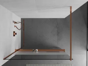 MEXEN/S - KIOTO Sprchová zástena WALK-IN s poličkou a držiakom uterákov 120 x 200, transparent/matné sklo 8 mm, růžové zlato 800-120-121-60-35