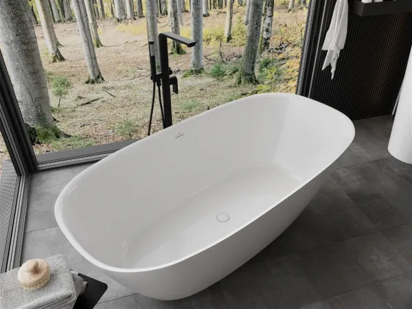 MEXEN - Como voľne stojaca vaňa liaty mramor 150 x 82, biela lesk 57311508210