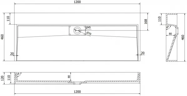 MEXEN - Ava umývadlo na dosku liaty mramor B/O 120 x 46, čierna 23011270