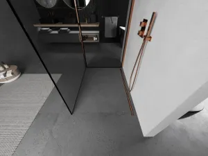 MEXEN/S - Kyoto Sprchová zástena WALK-IN 110 x 70, čierna vzor, ružové zlato 800-110-212-60-70-070