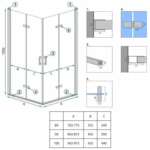 REA - Sprchová kabína Molier Chrome Double 90x90 KPL-K6372