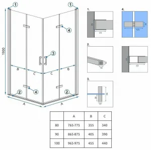 REA - Sprchová kabína Molier Chrome Double 90x90 KPL-K6372