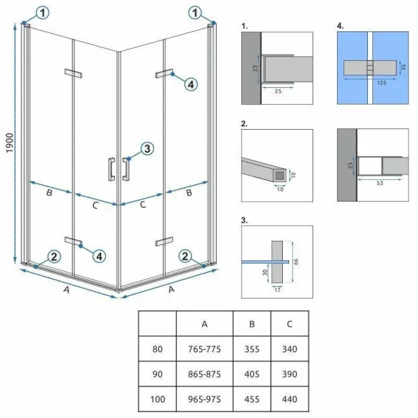 REA - Sprchová kabína Molier Chrome Double 100x100 KPL-K6374