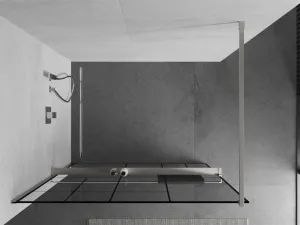 MEXEN/S - Kioto+ Sprchová zástena s poličkou WALK-IN 90 x 200, čierna vzor, nikel kartáčovaný 800-090-121-97-78