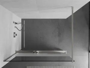 MEXEN/S - Kioto+ Sprchová zástena WALK-IN s poličkou a držiakom uterákov 110 x 200, transparent/dekor, nikel kartáčovaná 800-110-121-97-35