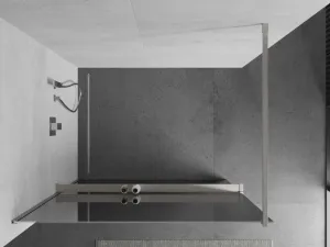 MEXEN/S - Kioto+ Sprchová zástena WALK-IN s poličkou a držiakom uterákov 80 x 200, zrkadlová, nikel kartáčovaná 800-080-121-97-50