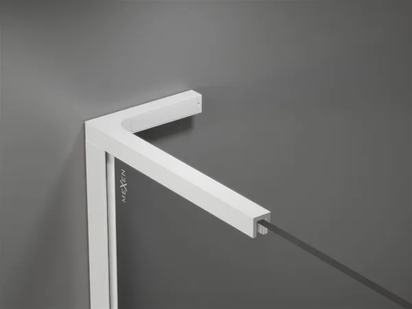 MEXEN/S - Kioto+ L Sprchová zástena WALK-IN s poličkou a držiakom uterákov 75 x 200, transparent, biela 800-075-123-20-00